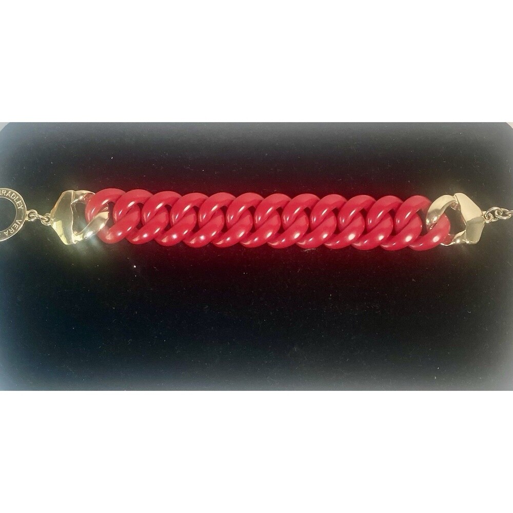 Vera Bradley Colorful Links 'Bittersweet' Red & Gold Tone Toggle Bracelet 6"